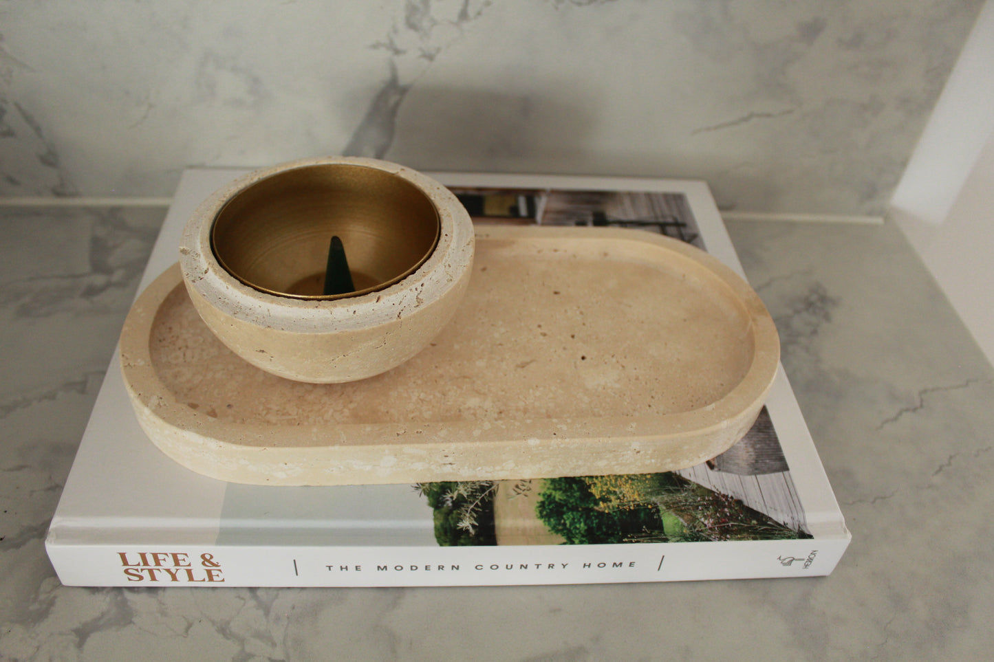 Travertine Incense Sphere